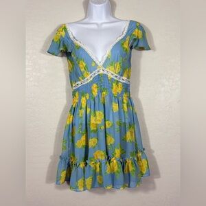 Betsey Johnson intimates floral Coquette Y2K Sheer Mini Dress Small